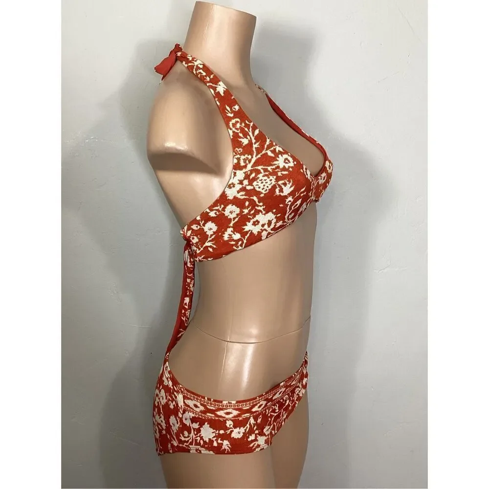 New. Robin Piccone burnt orange floral bikini set. Small. M-top/S-bottom. Retail
